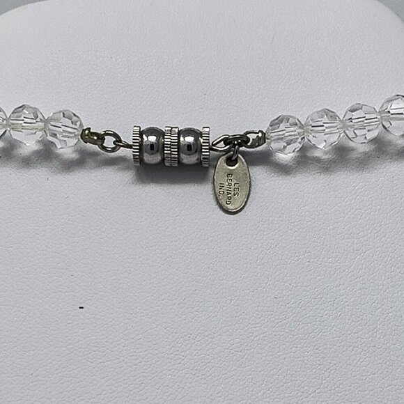 Les Bernard Inc Clear Faceted Crystal Glass Beaded Necklace - Picture 5 of 7